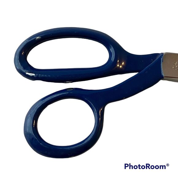 La Cross Made Italy Chrome 557 Pinking Shears 7" Blue Vintage Sewing Crafts - Picture 5 of 8